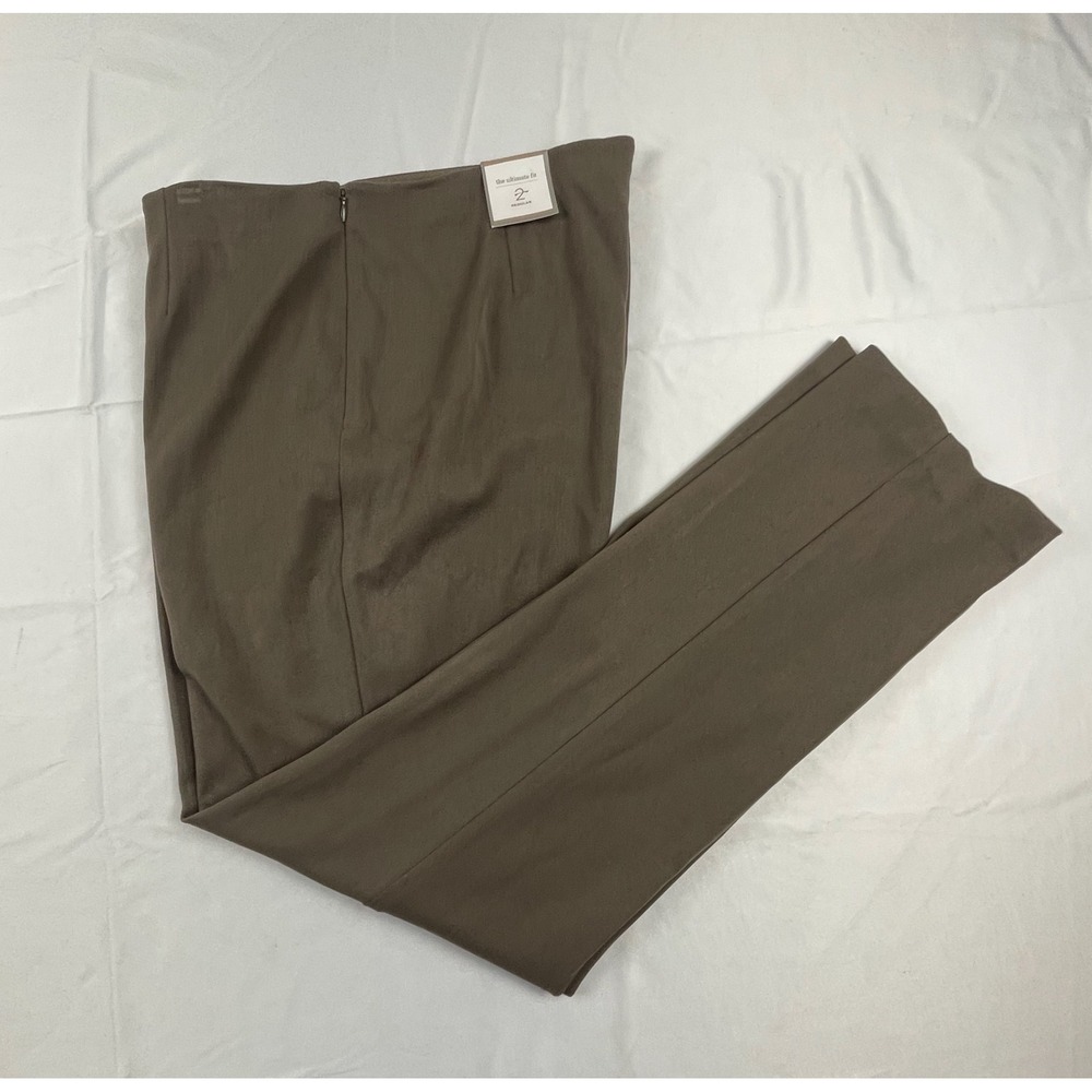 Chicos The Ultimate Fit Straight Leg Pants Brown Taupe Side Zip Size 2 Regular